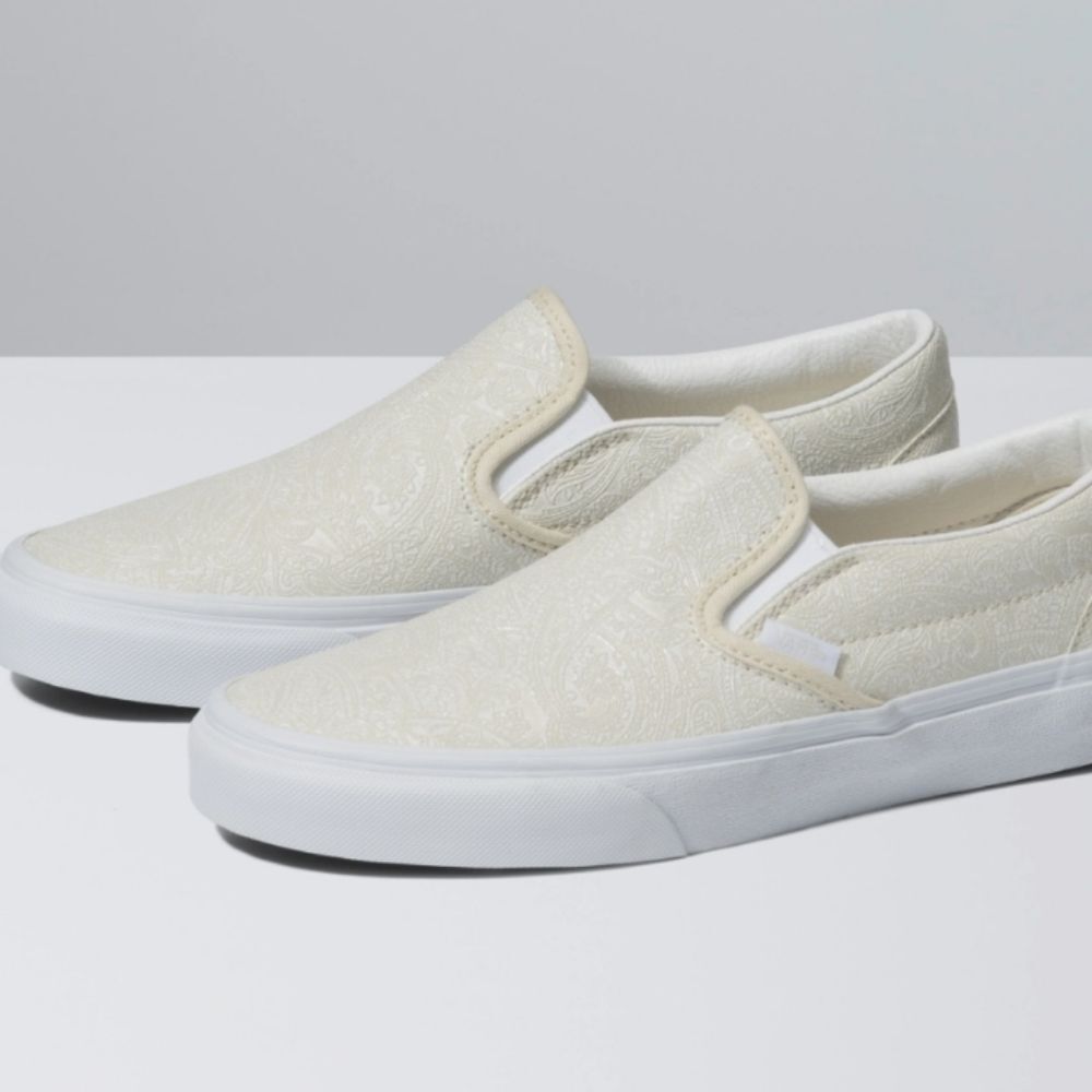 Vans‎ Princess Paisley Classic Slip-On Shoes- Bone Glitter